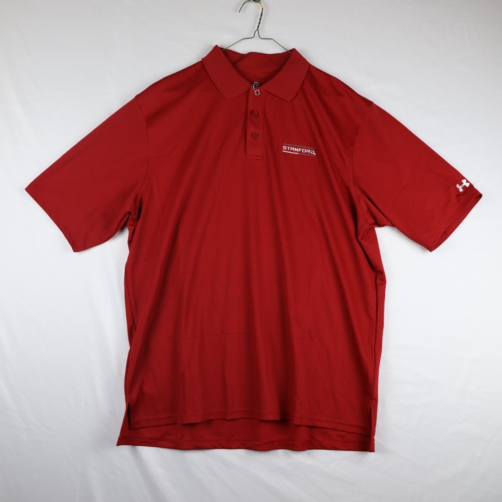 Under Armour HeatGear Golf Polo Shirt Large‎ Maroon Stanford Cardinals 3-Button
